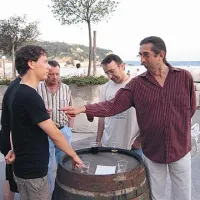 Slobodan Simič - Sime (desno) med igranjem more, tradicionalne istrske igre