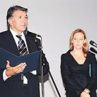 Izolski župan Tomislav Klokočovnik in Lorena Pavlič 