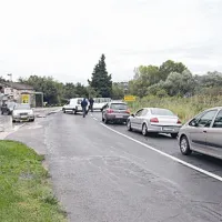 Zaprta cesta iz Sečovelj proti mejnemu prehodu