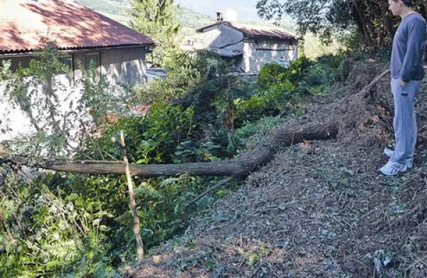 Brežina nad eno od hiš v zaselku Lojevo se je nekoliko posedla, a za zdaj nevarnosti ni