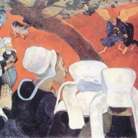 Paul Gauguin: Privid po pridigi (1888, olje, platno)