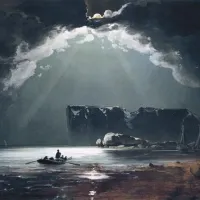 Peder Andersen Balke: Nordkapp v mesečini,  1848, olje, platno