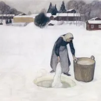 Pekka Halonen, Pranje perila na ledu, 1900, olje, platno