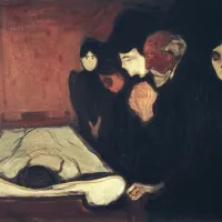 Edvard Munch: Mrtvaška postelja, 1895, olje, platno 