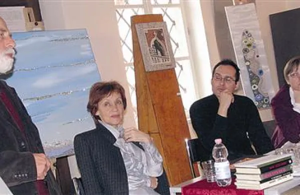 S simpozija: Marjan Tomšič, Jasna Čebron,Marcello Potocco in Vladka Tucović