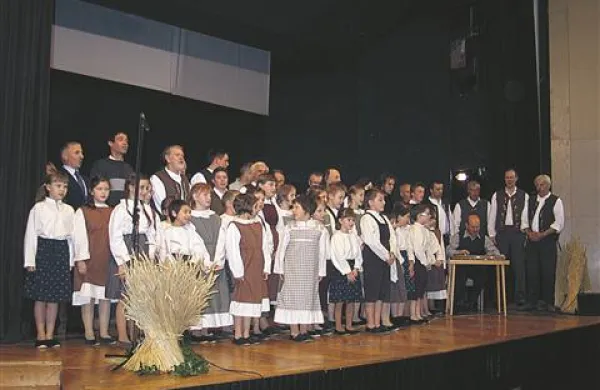 Ob koncu jubilejnega koncerta so Hrušiški fanti zapeli z vsemi gosti, s katerimi so popestrili svoj jubilejni koncert