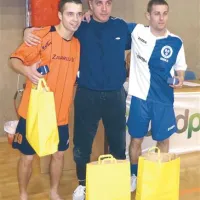 Najboljši strelec Sebastjan Drobne, vratar Matej Paal, igralec Dragan Meš (z leve) 