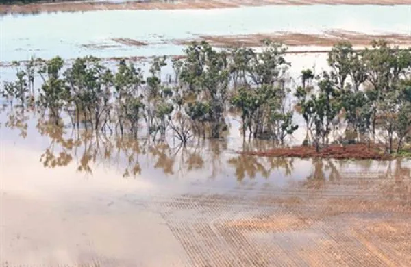 Poplavljeno ozemlje ob meji zvezne države Queensland