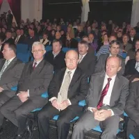 Slavnostni gostje Pavel Gantar (tretji z leve), Boštjan Žekš (tretji z desne) in podpredsednik državnega zbora Vasja Klavora (prvi z desne)  