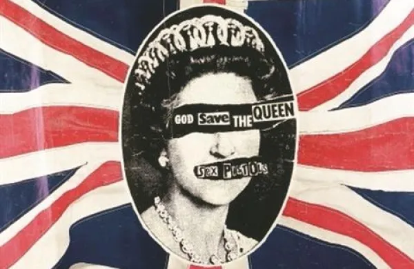  Jamie Reid za Sex Pistols:  God Save the Queen (1977).