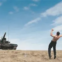 ... soočenje cirkusantov in tanka pa pri Rakitovcu v Istri 
