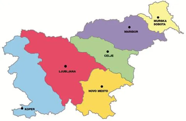 Predlog ministrice za lokalno samoupravo Duša Trobec Bučan za členitev Slovenije na šest pokrajin, ki bi sovpadale z mejami sedanjih škofij