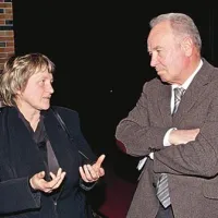 Milena Bučar Miklavčič med pogovorom z Brunom Koreličem