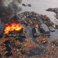 Posledice cunamija v mestu Natori.  