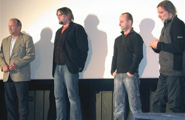 Jedro ustvarjalcev filma (z leve): Rafko Terpin, Dušan Moravec, Matjaž Mrak in Aldo Kumar 