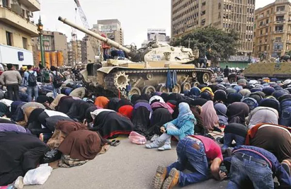 Prizor s protestov v Egiptu (11. februar, trg Tahrir)