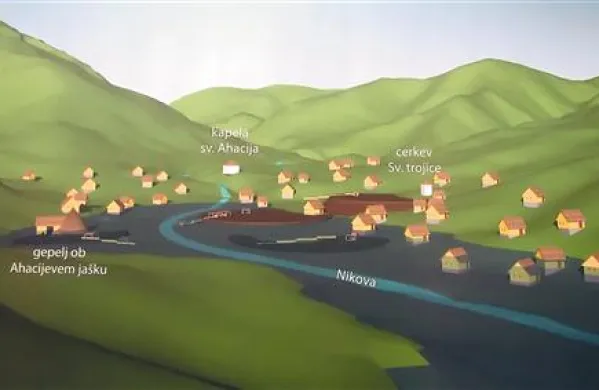  Idrija ob potresu in poplavi 1511 - rekonstrukcija Rafaela Bizjaka. 
