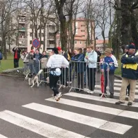 Italijanskega tekača je vlekel haski. Ni ravno po pravilih, toda pritožb ni bilo.