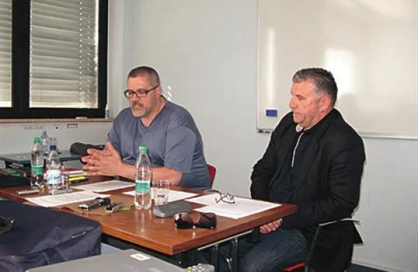 Predsednik gospodarskega interesnega združenja Izvajalci luškega transporta Aleksander Krebelj in podpredsednik Zmagoslav Čeh.