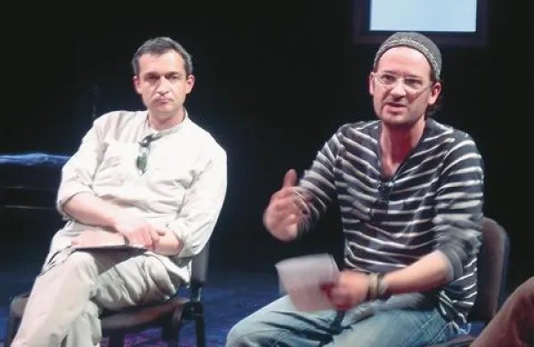 Dramaturg Krištof Dovjak in režiser Miha Golob