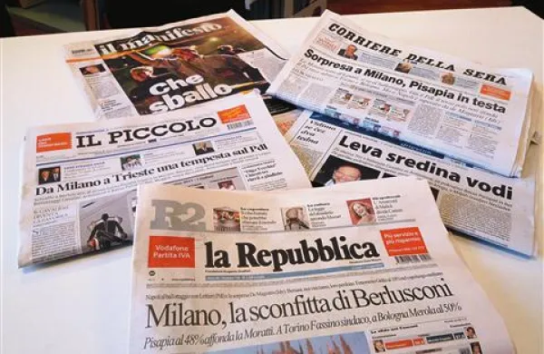 Italijanski tisk je dan po volitvah razglašal Berlusconijev poraz.