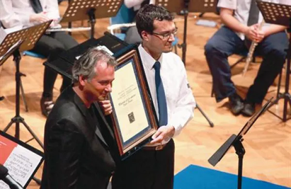 Utrinek iz portoroškega Avditorija s prireditve ob praznovanju 160-letnice godbeniške tradicije v Piranu 