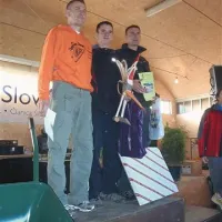 Najhitrejši trije: Aljoša Smolnikar, Jernej Šemrov, Dejan Ljubas (pred tremi leti že tudi zmagovalec v Petelinjah)