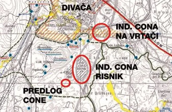 Obrtniki predlagajo novo cono ob sedanji coni Risnik zahodno od avtoceste.