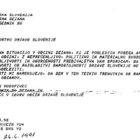 Faksimile telegrama, s katerim je Ivan Vodopivec sporočil v Ljubljano, da se ne bo udeležil proslave in da ostaja s svojimi ljudmi
