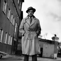 Pesnik in scenarist Jacques Prévert julija 1946 med snemanjem filma Vrata noči  