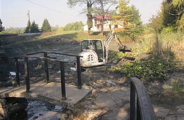 Delavci čistijo ribnike v Kindlerjevem parku