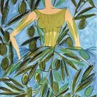 Fulvia Zudič: Oliva, 2009, meš. teh/platno, 90 x 45 cm