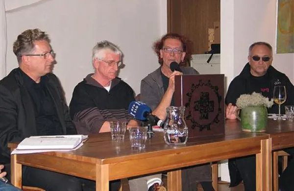 Ivan Novak (Laibach), Ernest Žnidarčič, Simon Kardum  in Igor Vidmar v Hiši kulture v Šmartnem  