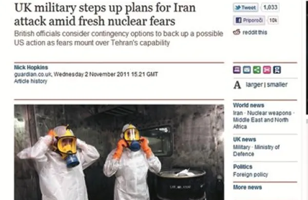 Velika Britanija se po pisanju levousmerjenega britanskega časnika The Guardian pripravlja na vojaški napad na iranske cilje