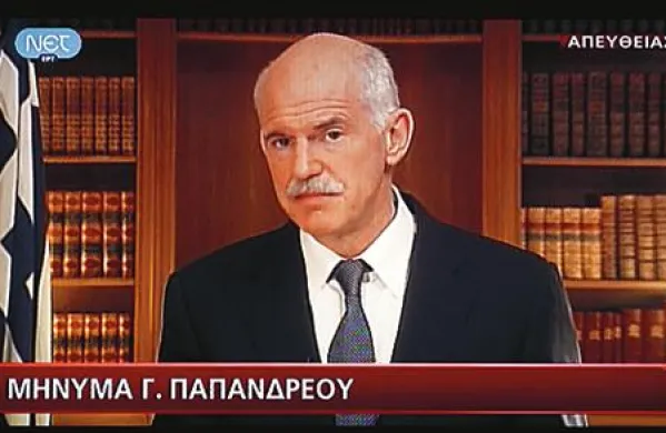 Grški socialistični premier George Papandreu je  v živo po televiziji nagovoril sodržavljane in napovedal svoj odstop s čela vlade