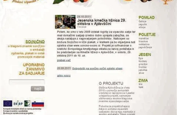 Spletna stran vipavskih sadjarjev www.soncno-socno.si