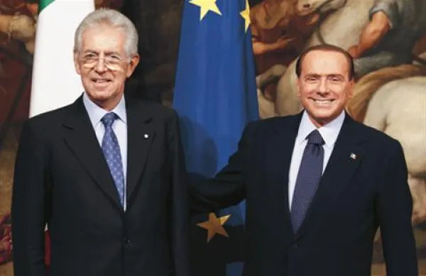 Mario Monti in Silvio Berlusconi