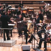 Zoran Lupinc (desno) s komenskimi godbeniki v berlinski filharmoniji