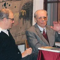 Peter Stres in Marijan Stres na predstavitvi knjige v Goriškem muzeju na gradu Kromberk 