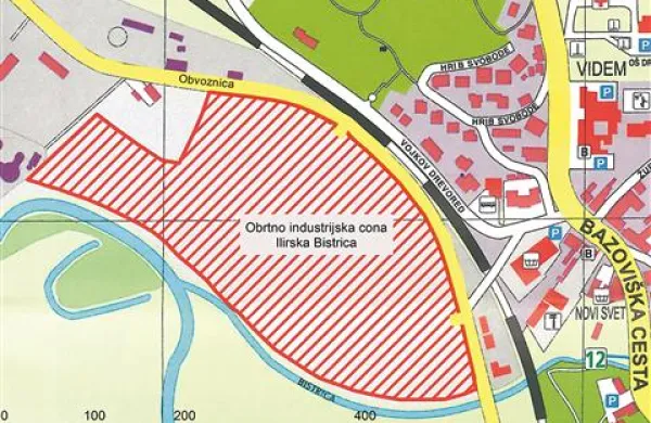 Načrt območja bodoče obrtno industrijske cone na površini 75.000 kvadratnih metrov      