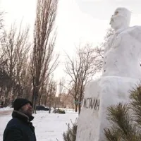 Zasneženi Stalin v Ukrajini