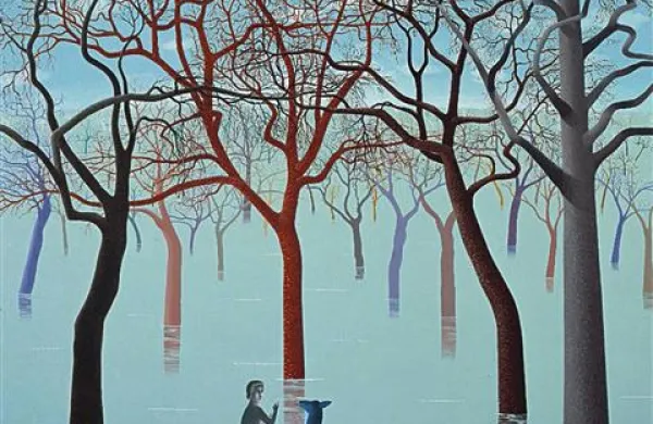 Čakajoč pomlad v Tompkins parku, 2000, akril na platno, 129 x 160 cm, zasebna last
