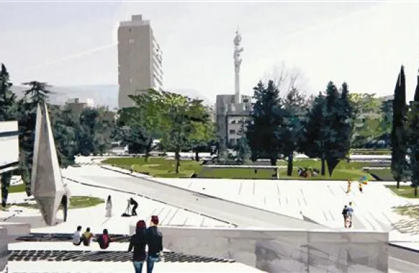 Tak naj bi bil nov Trg Edvarda Rusjana, ko ga bodo uredili - pošminkali ...