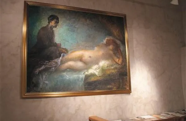 Debenjakov doslej nepoznana (in nedokončana) slika: Avtoportret slikarja z ležečim ženskim aktom oziroma Rdečelaska. Nastala naj bi okoli leta 1942 