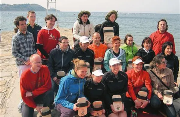 Najhitrejša, Moniko Oražem in Boštjana Hrovata so okronali za kralja in kraljico teka. Vsi, ki so v cilj pritekli med prvimi, pa so v dar dobili taperine, tradicionalno obuvalo solinarjev.
