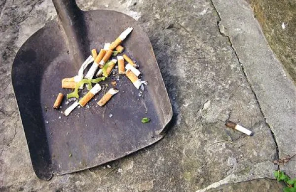 Za cerkvico med Brolom in Martinčevem trgom je na metlo, ki je včeraj tam pometala, čakal tudi ogorek  džointa