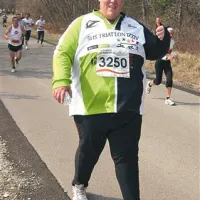 Simon Vodnik je  za  osem kilometrov potreboval dobri dve uri. Na cilj je prišel zadnji, a tisto, kar si je zadal, je izpeljal.