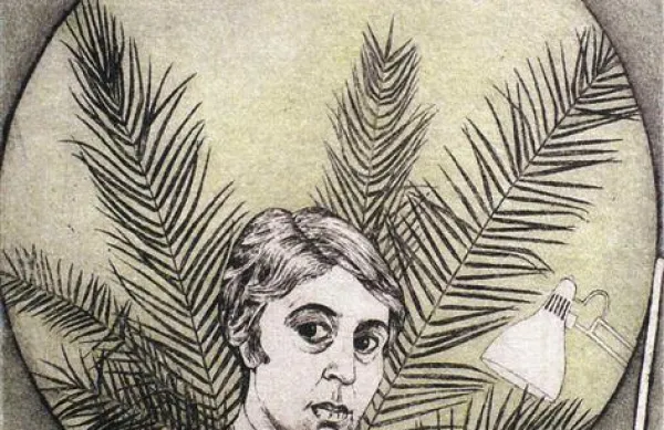  Tinca Stegovec: Avtoportret, 1993, suha igla, 27,5 x 27,5 cm