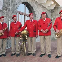 Veterani Pihalnega orkestra Vogrsko so (z leve)  Virgilij Gregorič, Janko Gregorič, Ciril Gregorič, Branko Marvin in Edvard Velikonja