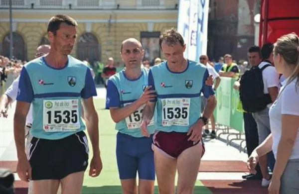 Bovški veterani na cilju, z leve Andrej Kutin, Vasja Vitez, Miran Kavs